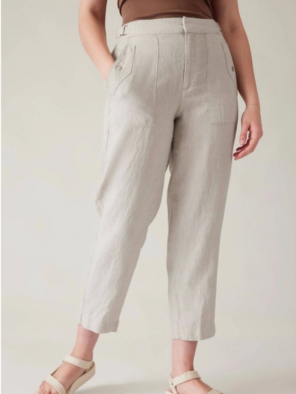 NWT Athleta Voyager Linen Pant in Undyed Ivory/Beige